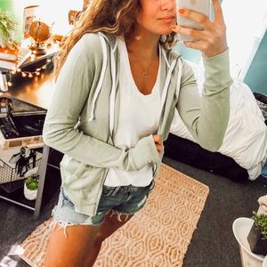 olive green comfy zip jacket